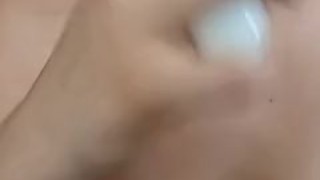 busty stepsister masturbates on the couch until she squirts all over